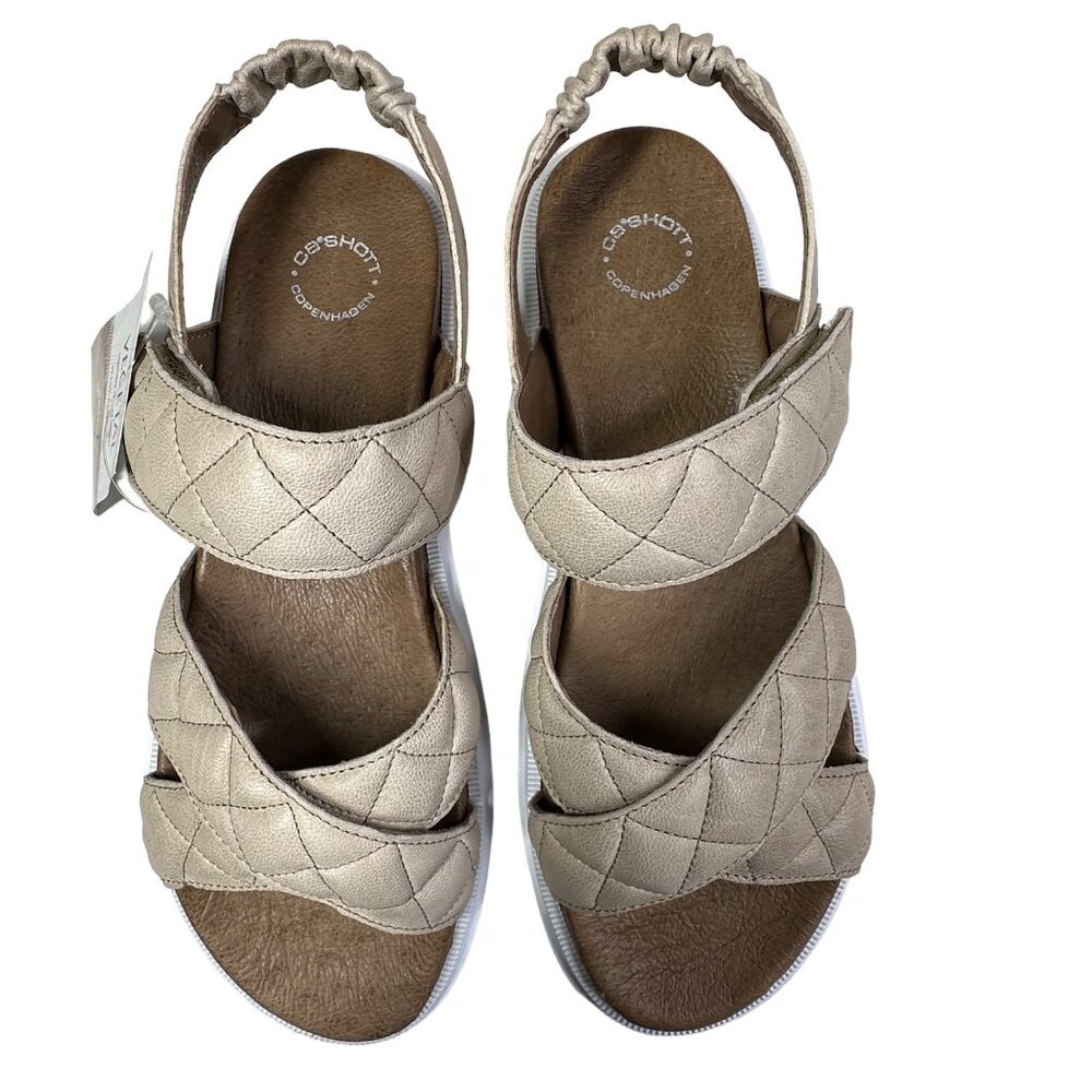 Ca'Shott‎ Sandals Leather Made in Portugal Chunky Caalison Beige NIB - Picture 7 of 16